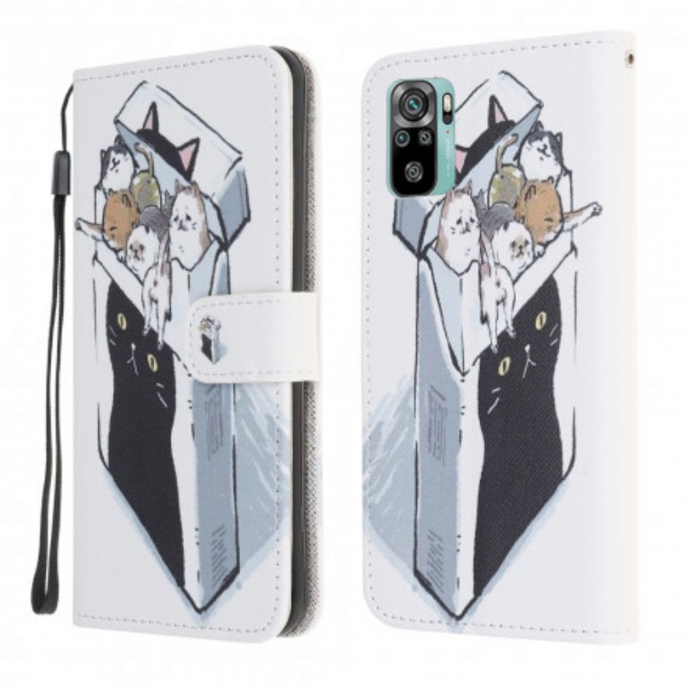 Flip Case voor Xiaomi Redmi Note 10 / 10S Met Ketting Thong Kat Levering