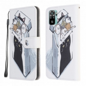 Flip Case voor Xiaomi Redmi Note 10 / 10S Met Ketting Thong Kat Levering