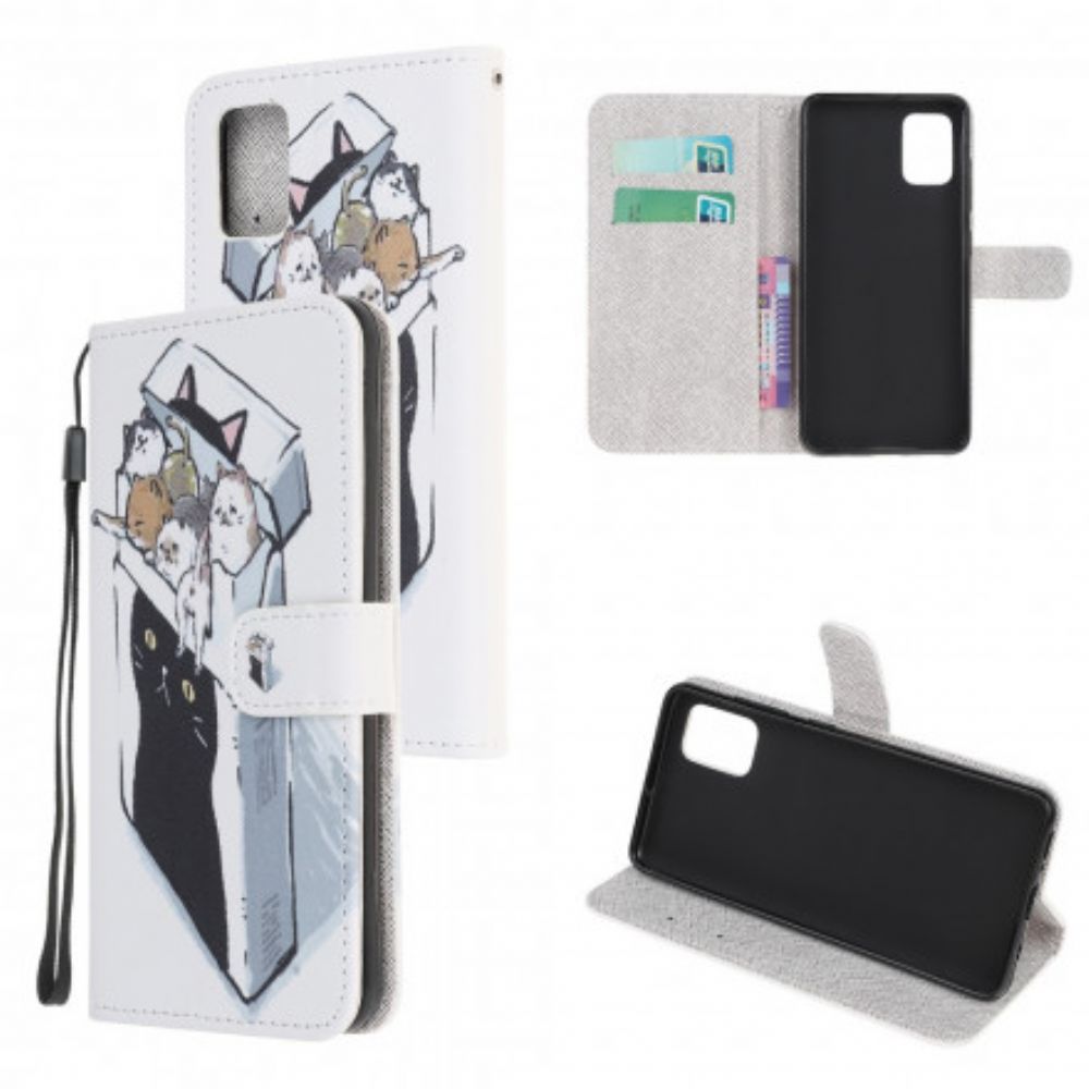 Flip Case voor Xiaomi Redmi Note 10 / 10S Met Ketting Thong Kat Levering