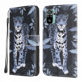 Flip Case voor Xiaomi Redmi Note 10 / 10S Met Ketting Thong Luipaard