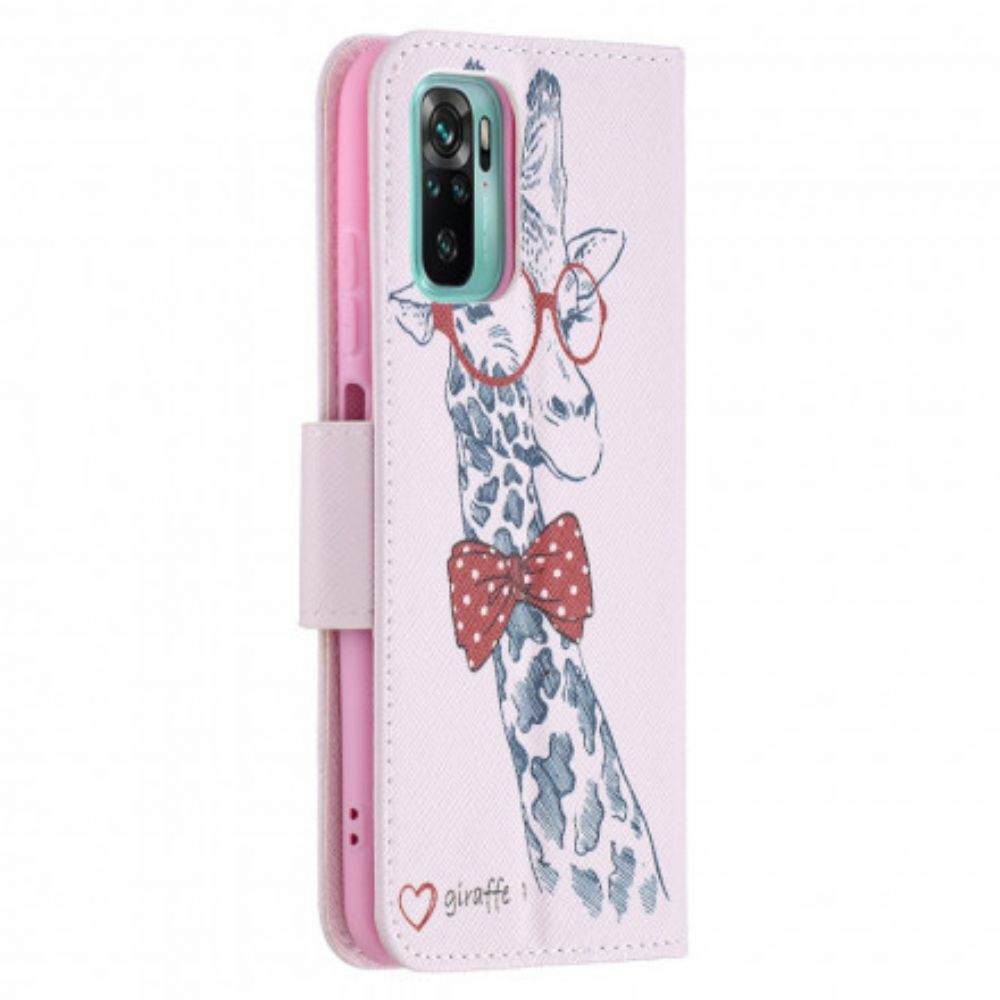 Flip Case voor Xiaomi Redmi Note 10 / 10S Nerdy Giraf