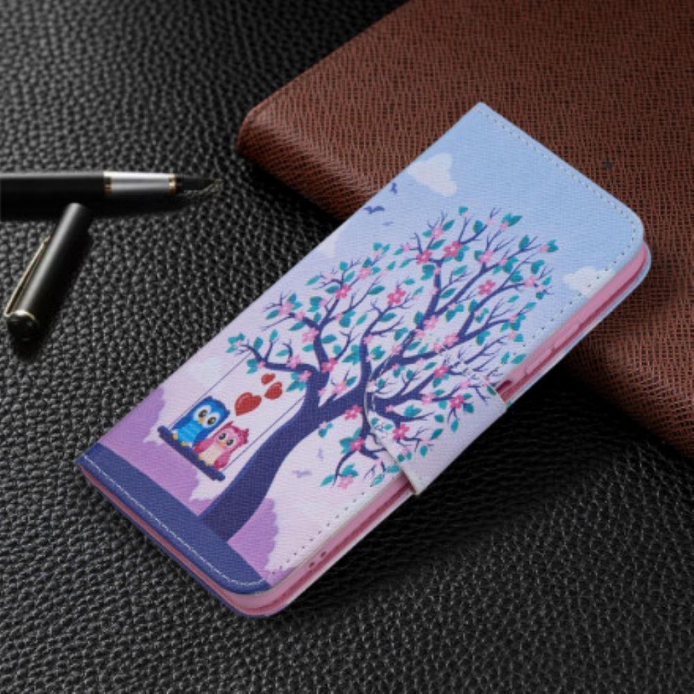 Flip Case voor Xiaomi Redmi Note 10 / 10S Uilen Op De Schommel