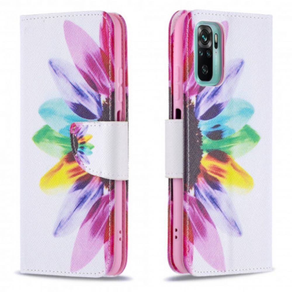 Folio-hoesje voor Xiaomi Redmi Note 10 / 10S Aquarel Bloem