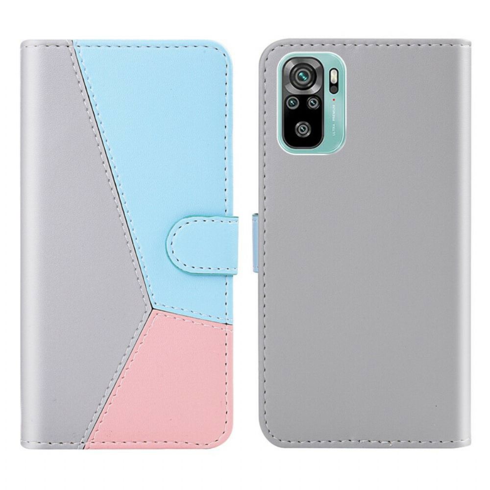 Folio-hoesje voor Xiaomi Redmi Note 10 / 10S Driekleurig Leereffect