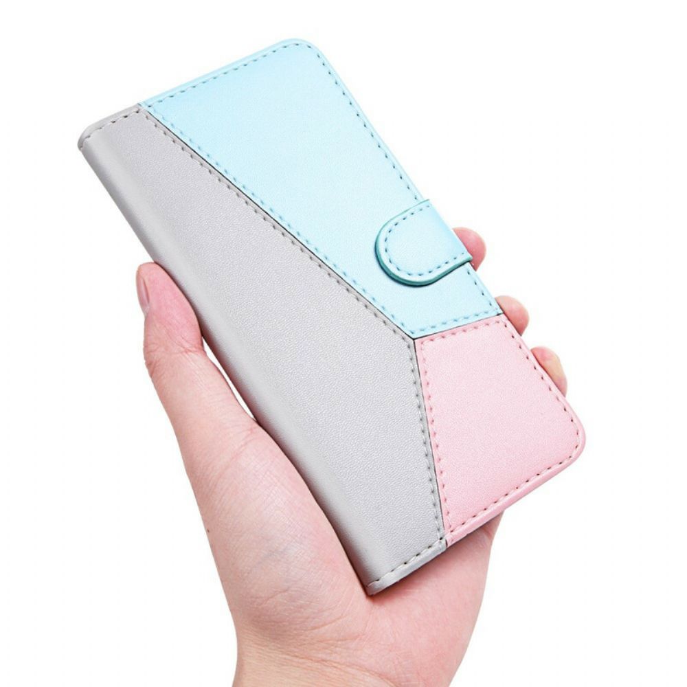 Folio-hoesje voor Xiaomi Redmi Note 10 / 10S Driekleurig Leereffect