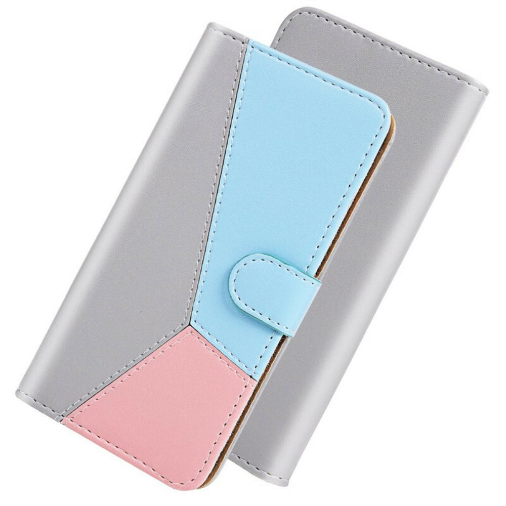 Folio-hoesje voor Xiaomi Redmi Note 10 / 10S Driekleurig Leereffect