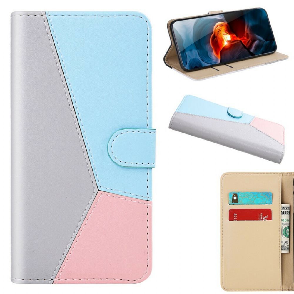 Folio-hoesje voor Xiaomi Redmi Note 10 / 10S Driekleurig Leereffect