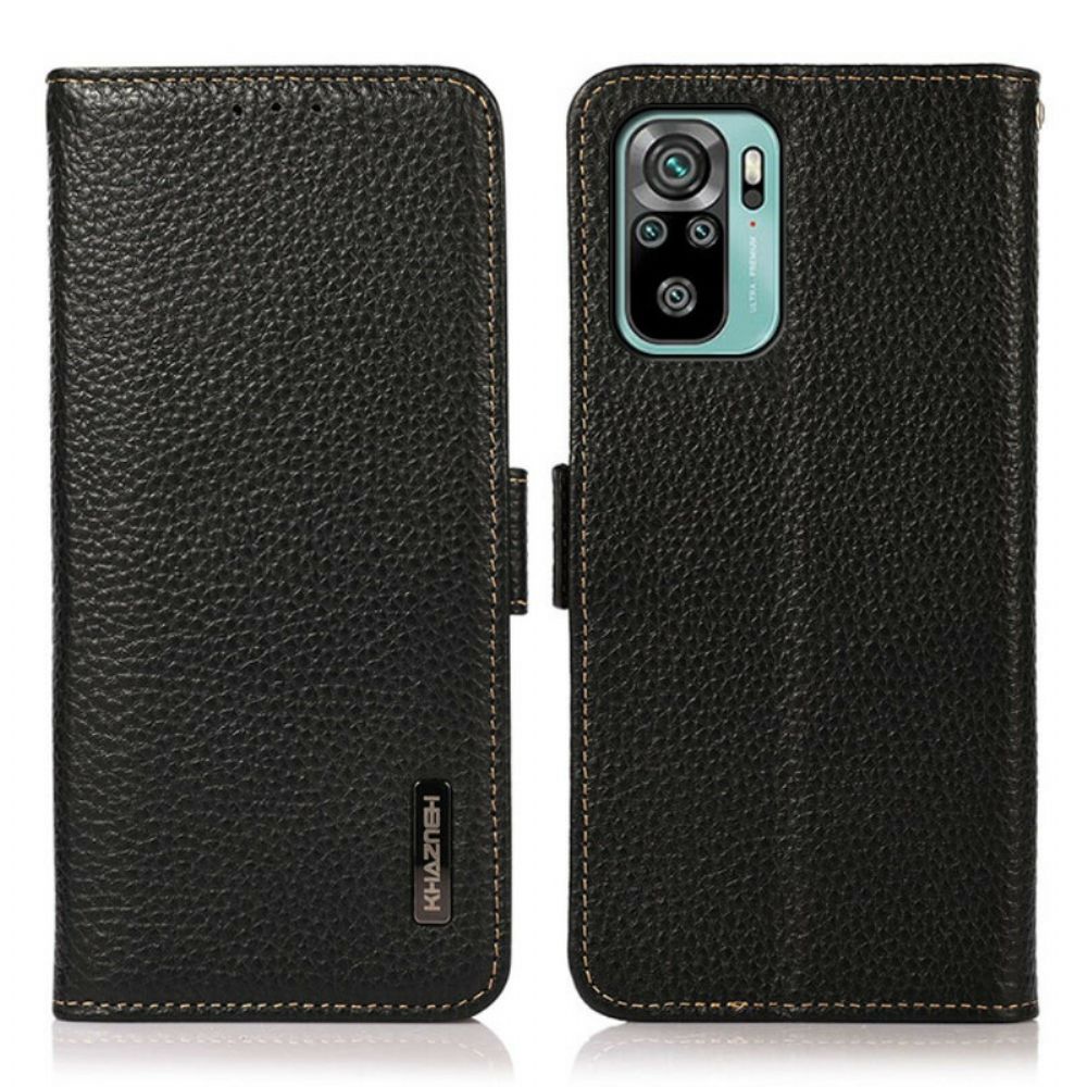 Folio-hoesje voor Xiaomi Redmi Note 10 / 10S Litchi Leer Khazneh Rfid