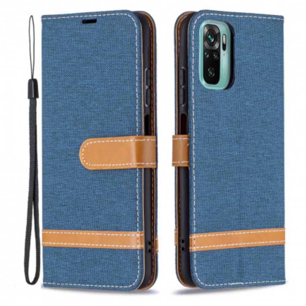 Folio-hoesje voor Xiaomi Redmi Note 10 / 10S Met Ketting Band Met Stof En Leereffect