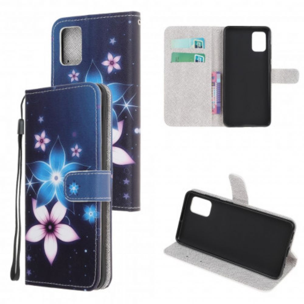 Folio-hoesje voor Xiaomi Redmi Note 10 / 10S Met Ketting Maanband Bloemen