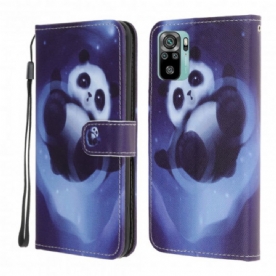 Folio-hoesje voor Xiaomi Redmi Note 10 / 10S Met Ketting Thong Space Panda