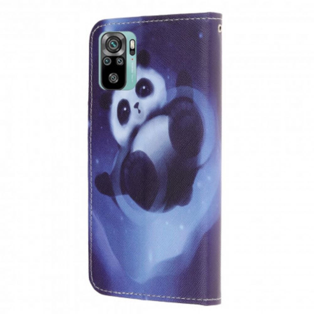 Folio-hoesje voor Xiaomi Redmi Note 10 / 10S Met Ketting Thong Space Panda