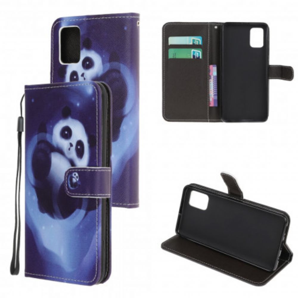 Folio-hoesje voor Xiaomi Redmi Note 10 / 10S Met Ketting Thong Space Panda