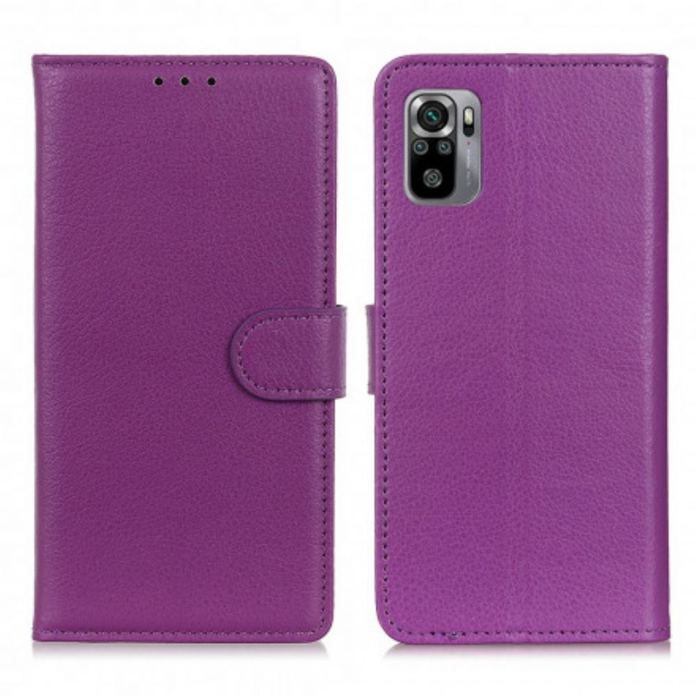 Folio-hoesje voor Xiaomi Redmi Note 10 / 10S Premium Lychee-leereffect