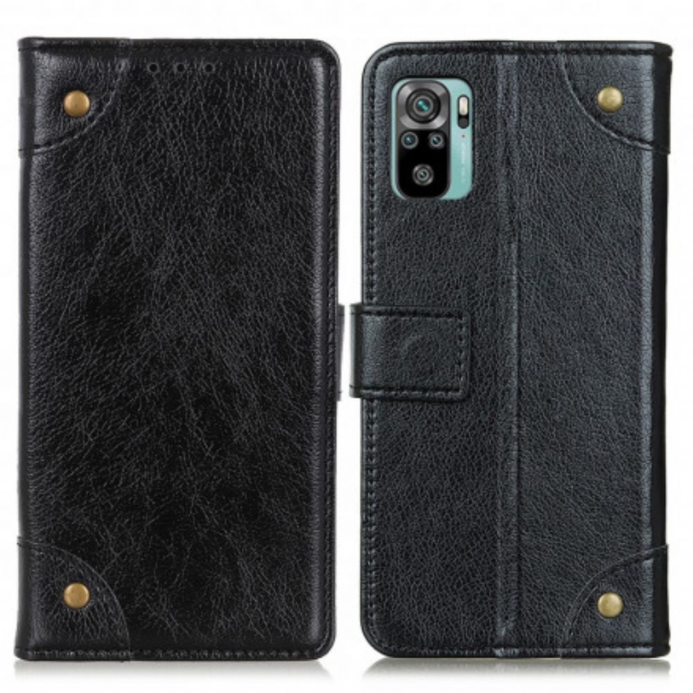 Folio-hoesje voor Xiaomi Redmi Note 10 / 10S Vintage Klinknagels Nappaleer Stijl