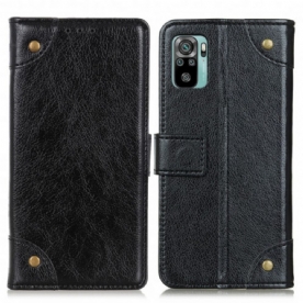 Folio-hoesje voor Xiaomi Redmi Note 10 / 10S Vintage Klinknagels Nappaleer Stijl