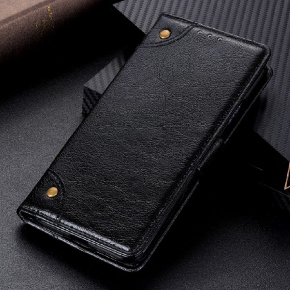 Folio-hoesje voor Xiaomi Redmi Note 10 / 10S Vintage Klinknagels Nappaleer Stijl