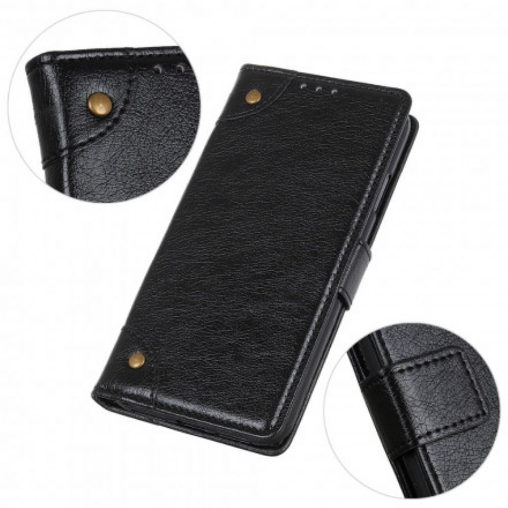 Folio-hoesje voor Xiaomi Redmi Note 10 / 10S Vintage Klinknagels Nappaleer Stijl