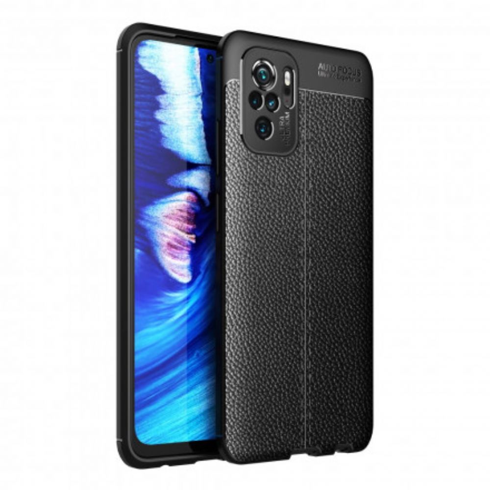 Hoesje voor Xiaomi Redmi Note 10 / 10S Dubbele Lijn Litchi Leder Effect