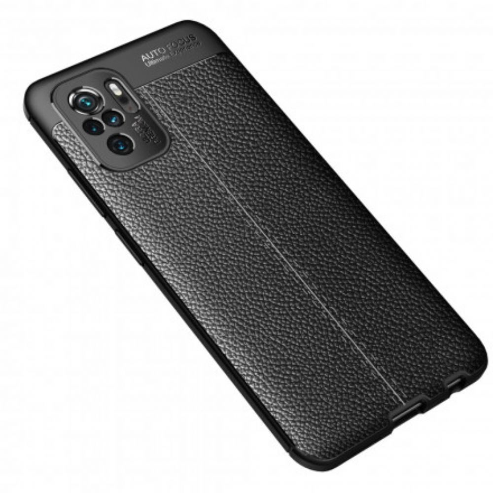 Hoesje voor Xiaomi Redmi Note 10 / 10S Dubbele Lijn Litchi Leder Effect