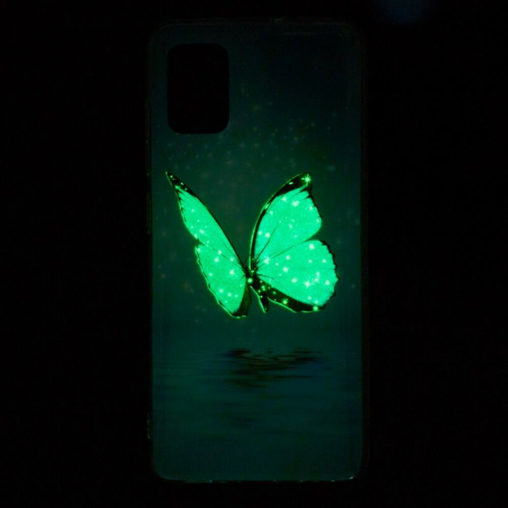 Hoesje voor Xiaomi Redmi Note 10 / 10S Fluorescerende Blauwe Vlinder