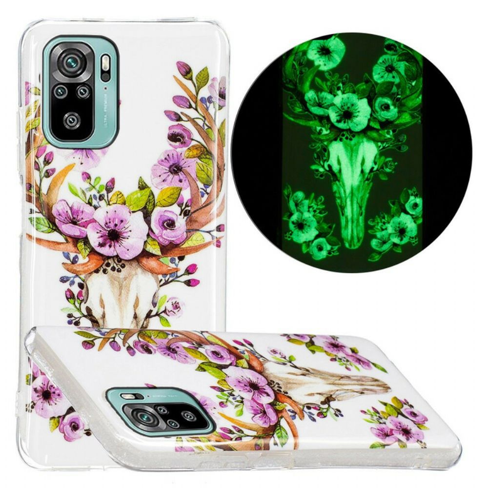 Hoesje voor Xiaomi Redmi Note 10 / 10S Fluorescerende Eland Met Bloemen