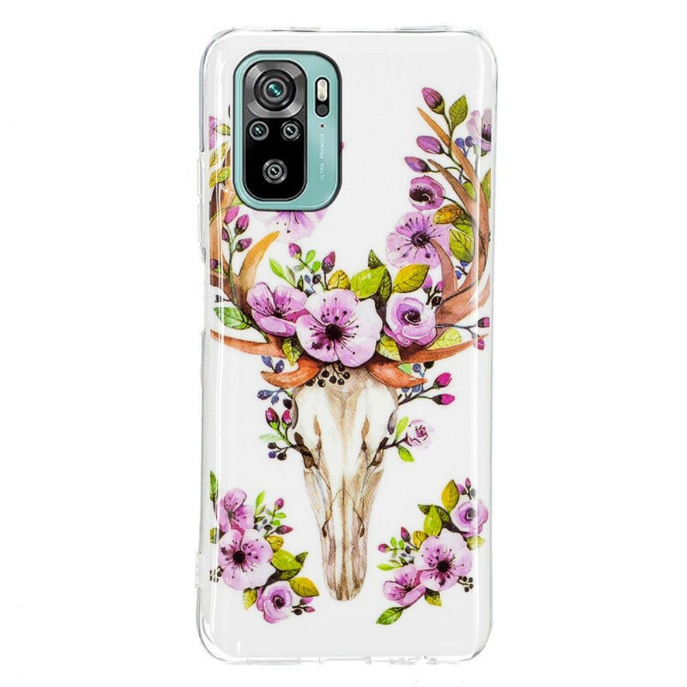 Hoesje voor Xiaomi Redmi Note 10 / 10S Fluorescerende Eland Met Bloemen