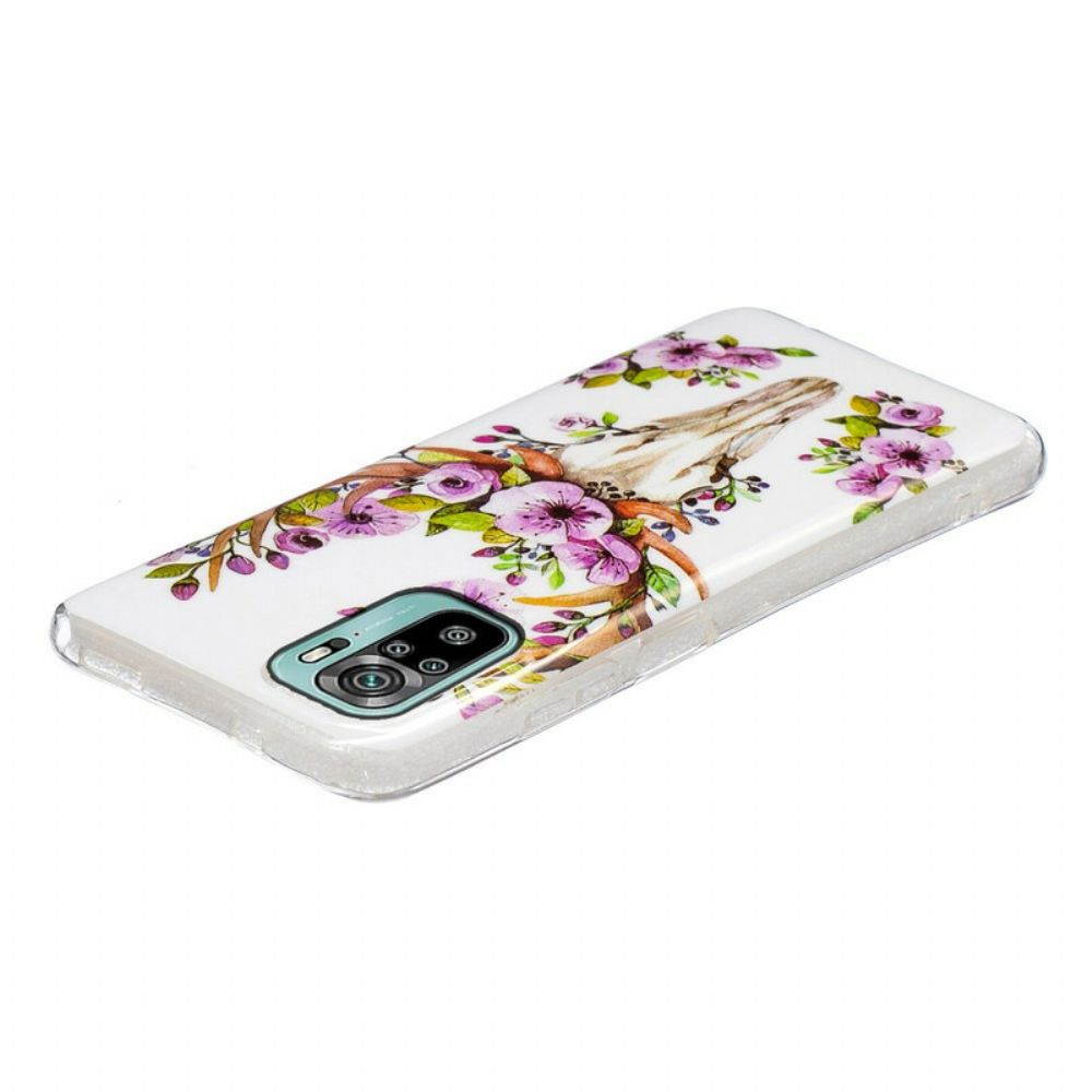 Hoesje voor Xiaomi Redmi Note 10 / 10S Fluorescerende Eland Met Bloemen