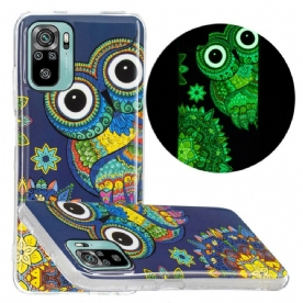 Hoesje voor Xiaomi Redmi Note 10 / 10S Fluorescerende Mandala Uil