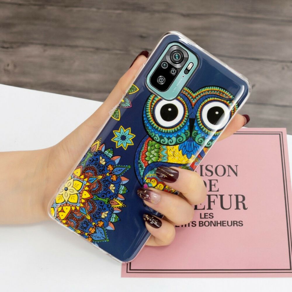 Hoesje voor Xiaomi Redmi Note 10 / 10S Fluorescerende Mandala Uil