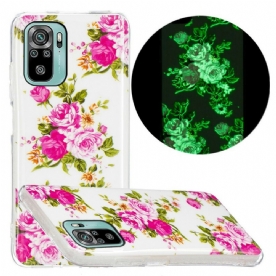 Hoesje voor Xiaomi Redmi Note 10 / 10S Fluorescerende Vrijheidsbloemen