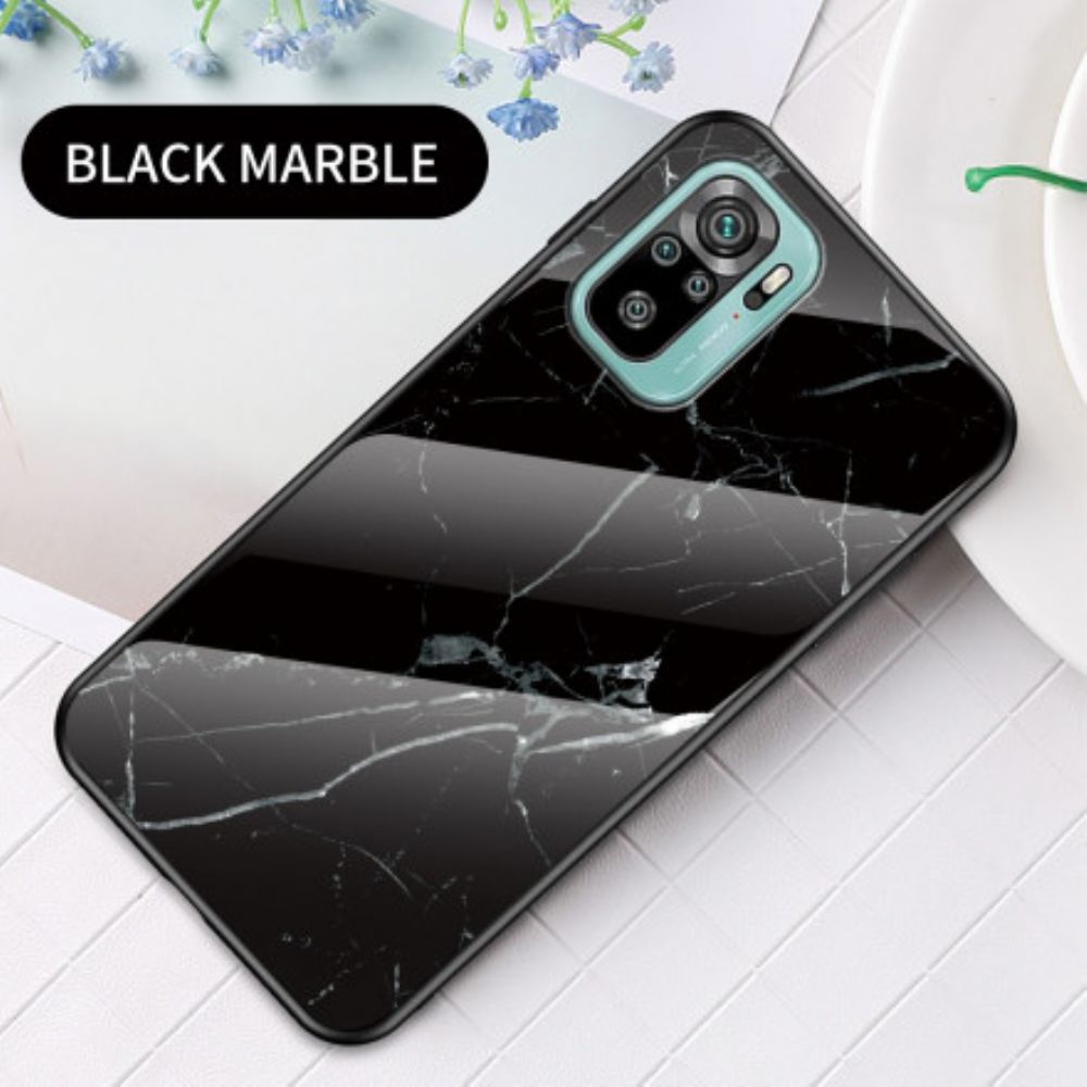 Hoesje voor Xiaomi Redmi Note 10 / 10S Marmer Kleuren Gehard Glas