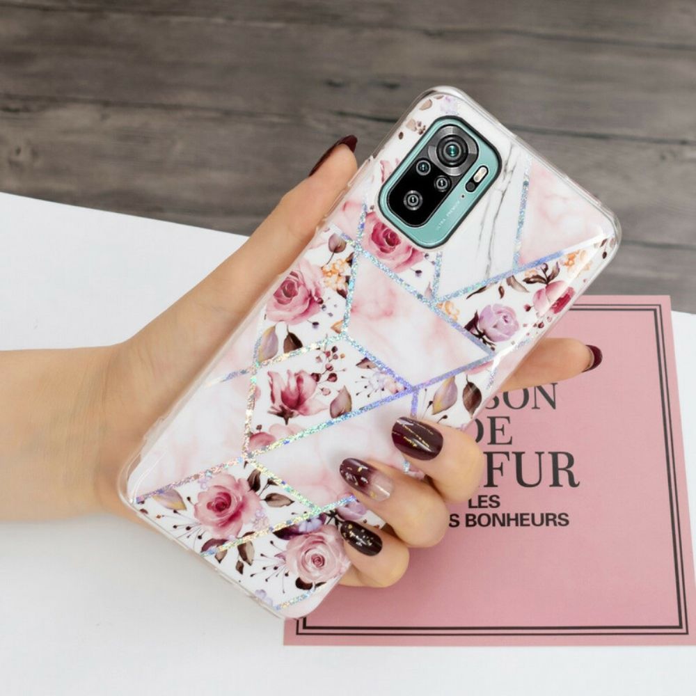 Hoesje voor Xiaomi Redmi Note 10 / 10S Marmerbloemen