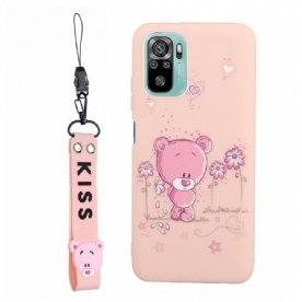 Hoesje voor Xiaomi Redmi Note 10 / 10S Teddybeer Met Kuskoord