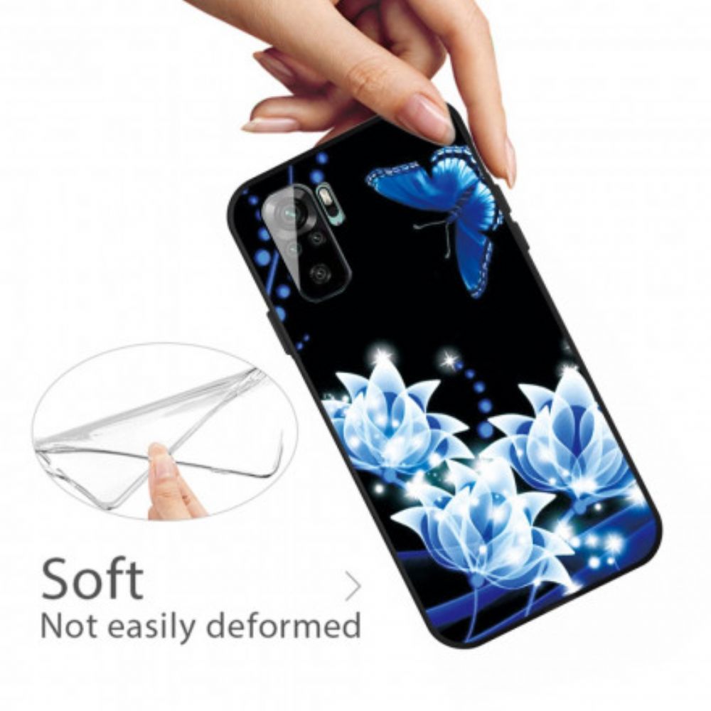 Hoesje voor Xiaomi Redmi Note 10 / 10S Vlinder En Blauwe Bloemen