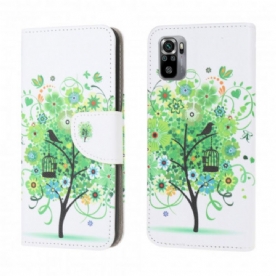 Leren Hoesje voor Xiaomi Redmi Note 10 / 10S Groene Boom