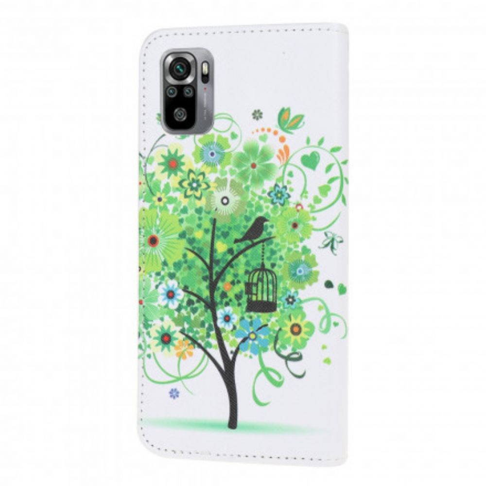 Leren Hoesje voor Xiaomi Redmi Note 10 / 10S Groene Boom