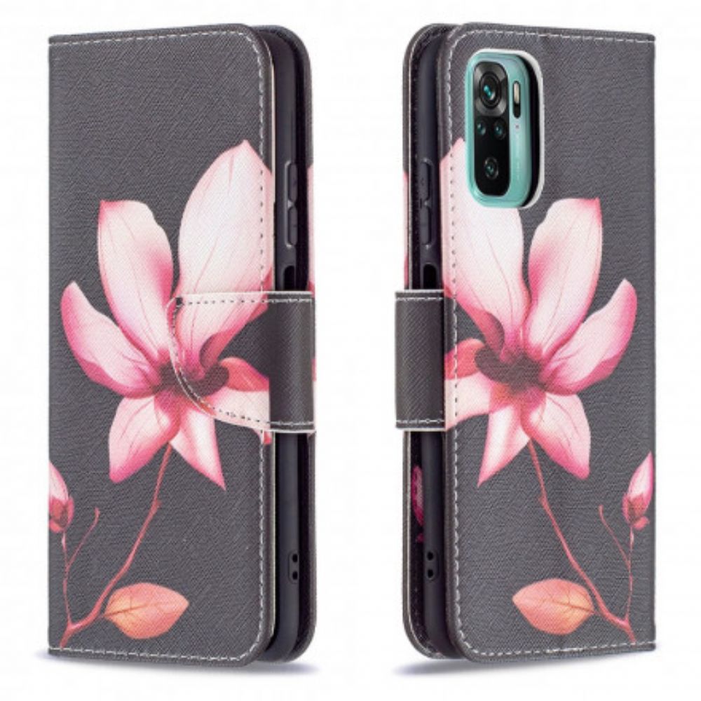 Leren Hoesje voor Xiaomi Redmi Note 10 / 10S Roze Bloem