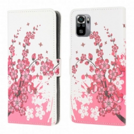 Leren Hoesje voor Xiaomi Redmi Note 10 / 10S Tropische Bloemen