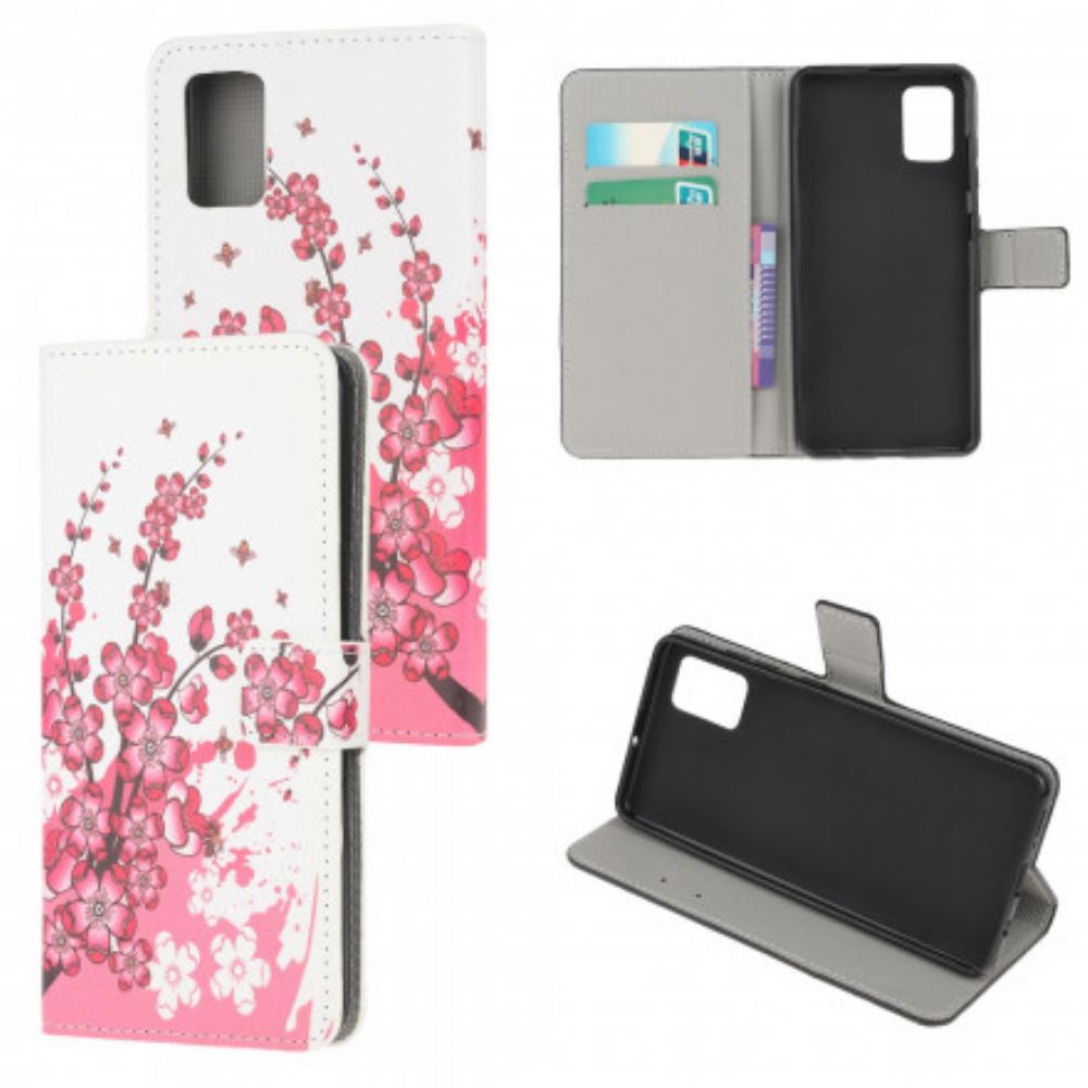 Leren Hoesje voor Xiaomi Redmi Note 10 / 10S Tropische Bloemen