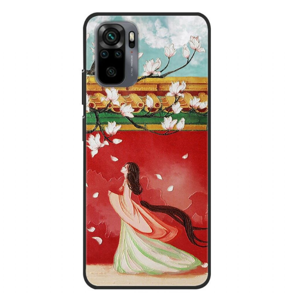 Telefoonhoesje voor Xiaomi Redmi Note 10 / 10S Aziatische Bloemenvrouw