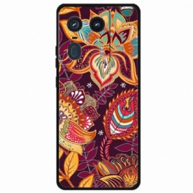 Cover Hoesje Motorola Edge 50 Ultra Telefoonhoesje Gouden Bloem Van Cercis