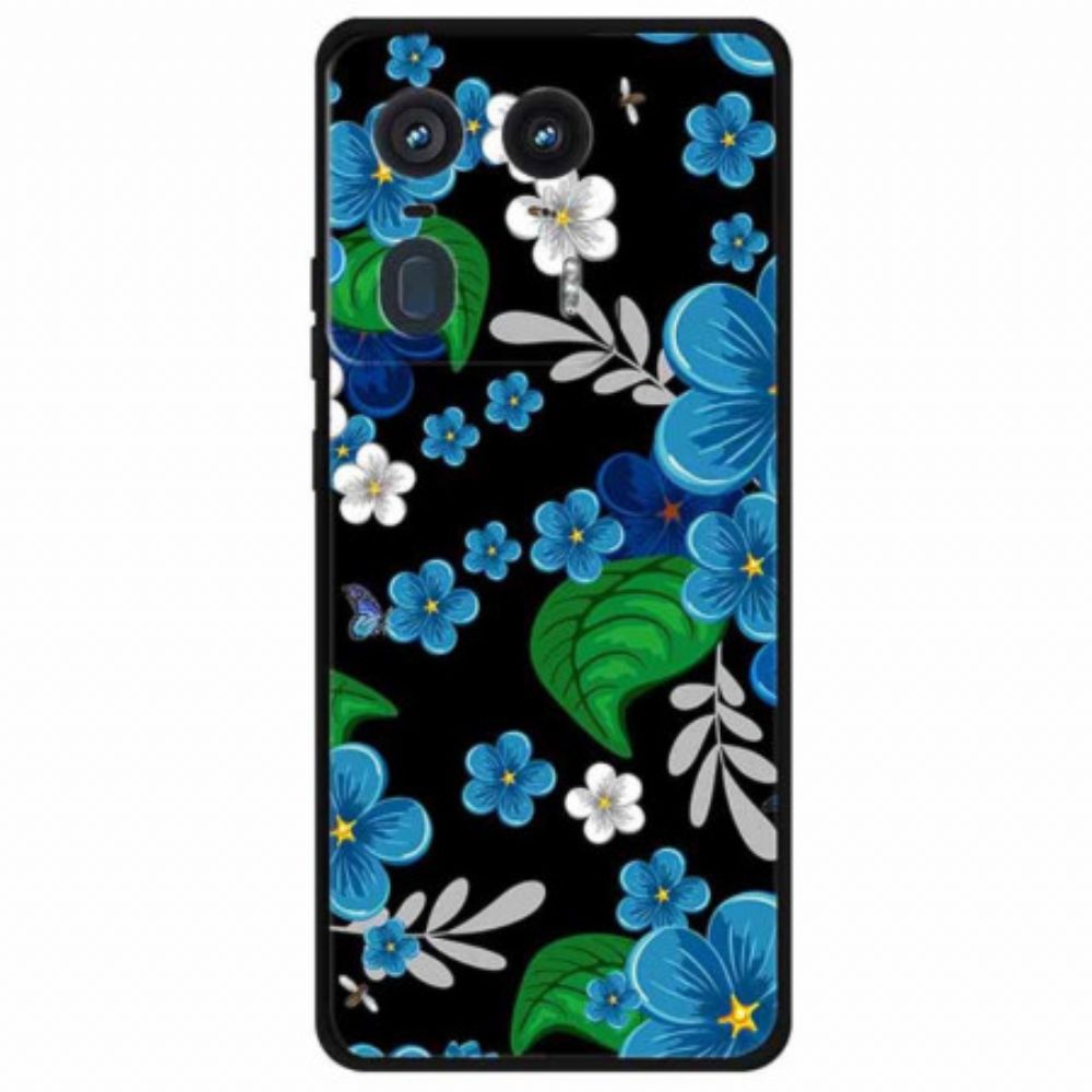 Hoesje Voor Motorola Edge 50 Ultra Blauwe Bloemen