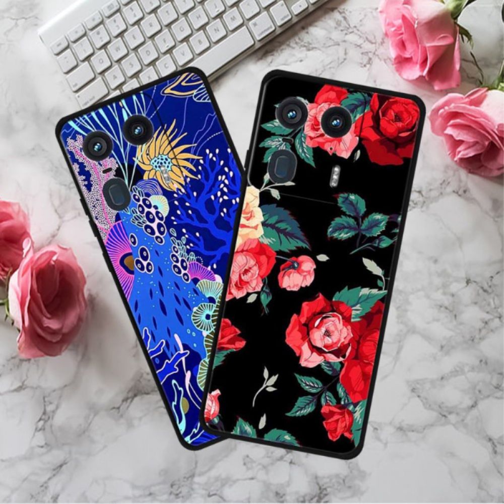 Hoesje Voor Motorola Edge 50 Ultra Blauwe Bloemen