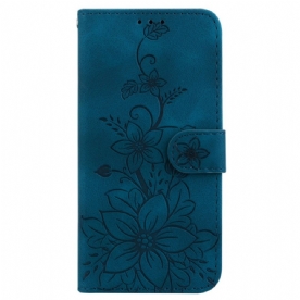 Leren Hoesje Voor Motorola Edge 50 Ultra Bloemenband