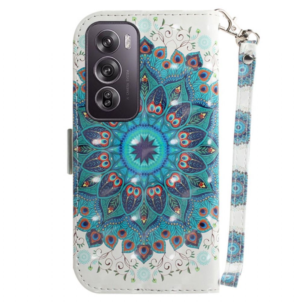 Leren Hoesje Voor Oppo Reno 12 Pro 5g Groene Mandala Met Bandje