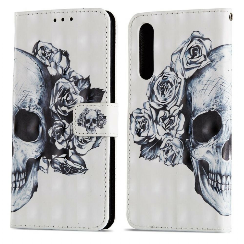 Folio-hoesje voor Huawei P20 Pro 3d Bloemenschedel