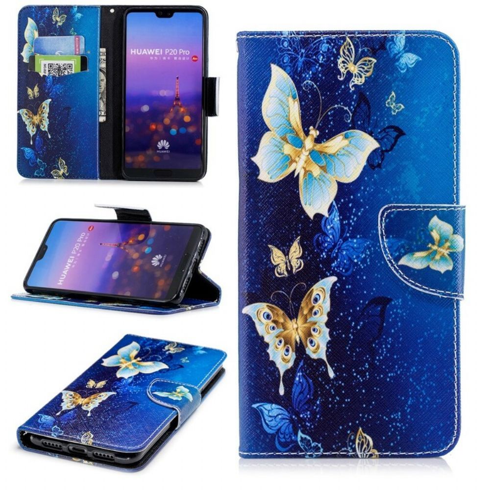 Folio-hoesje voor Huawei P20 Pro Vlinders In De Nacht