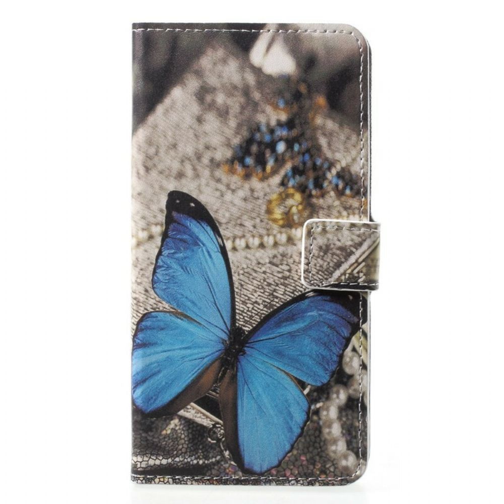 Leren Hoesje voor Huawei P20 Pro Blauwe Vlinder