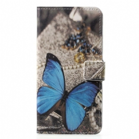 Leren Hoesje voor Huawei P20 Pro Blauwe Vlinder